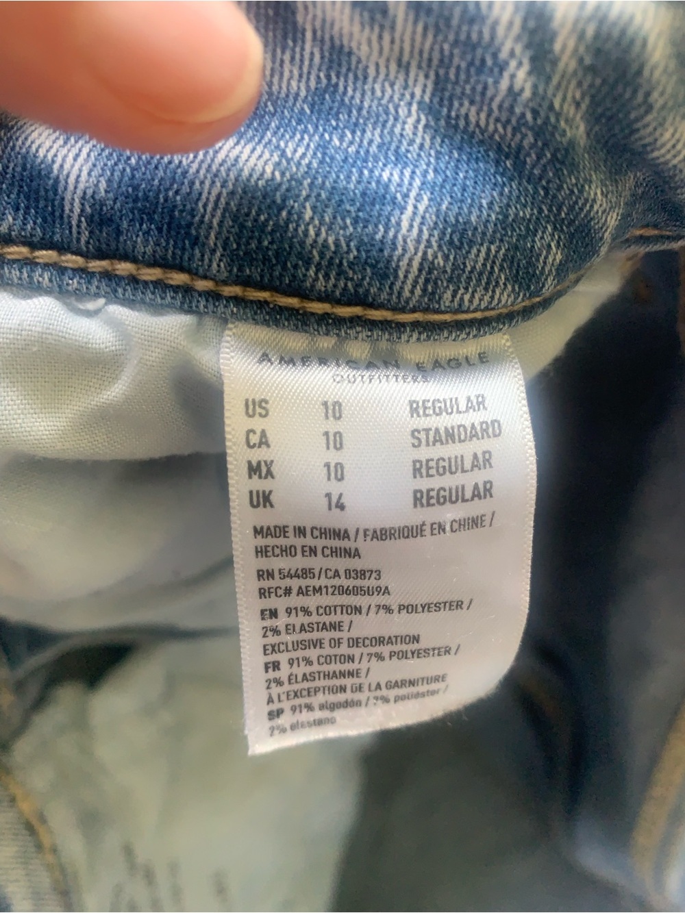American Eagle SUPER HI RISE JEGGING CROP NEXT LEVEL STRETCH Blue Distressed - Picture 10 of 11